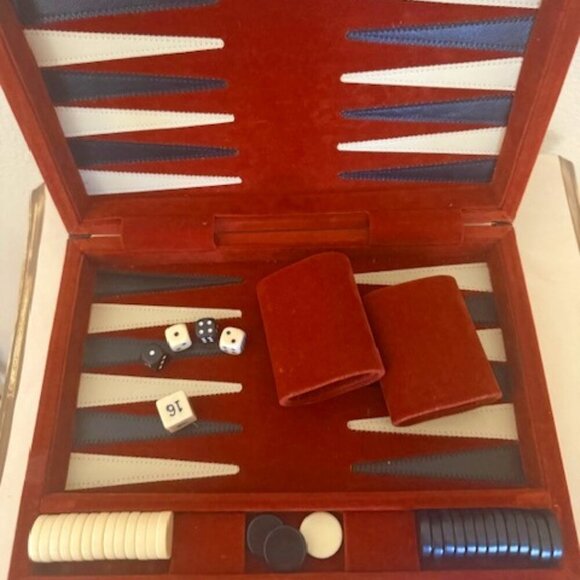 Vintage VELVET  Traveling Backgammon Game - Picture 1 of 5
